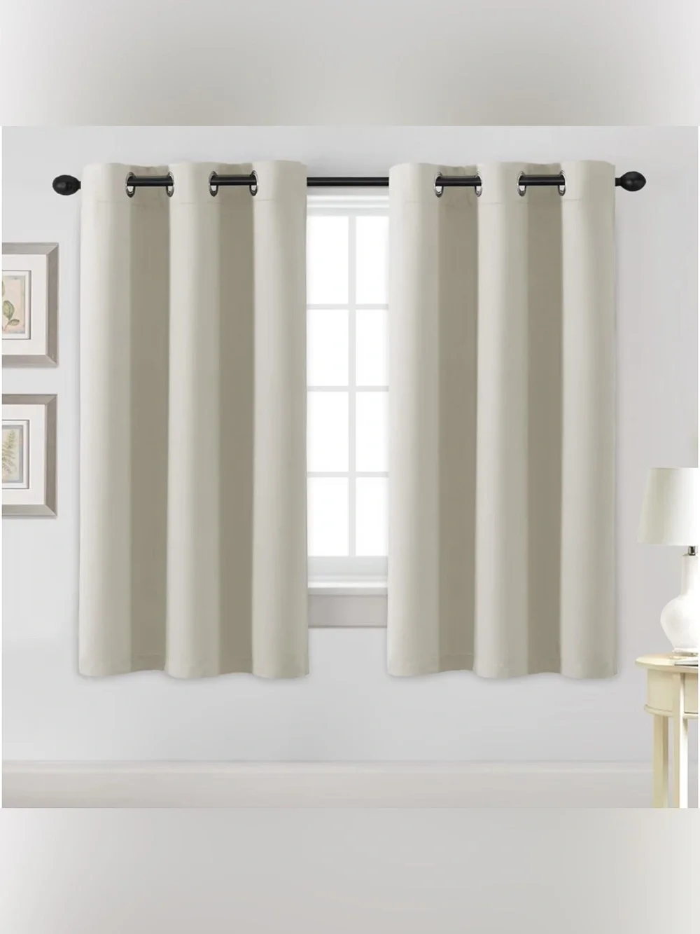 Pair Blackout Curtains Grommets Ivory Cream two panel set thermal room darkening
